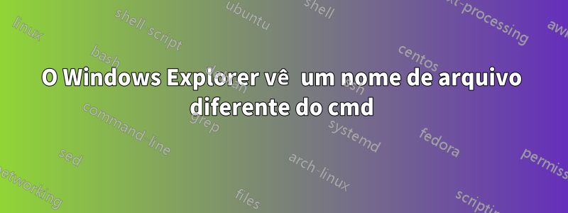 O Windows Explorer vê um nome de arquivo diferente do cmd