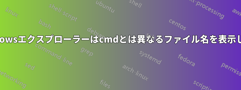 Windowsエクスプローラーはcmdとは異なるファイル名を表示します