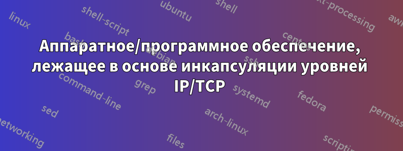 Аппаратное/программное обеспечение, лежащее в основе инкапсуляции уровней IP/TCP