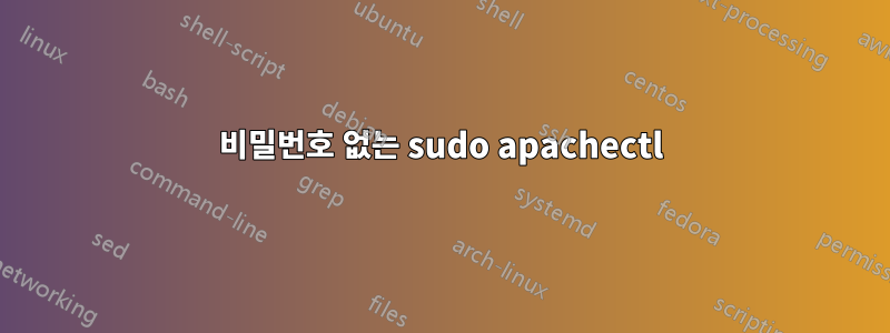 비밀번호 없는 sudo apachectl