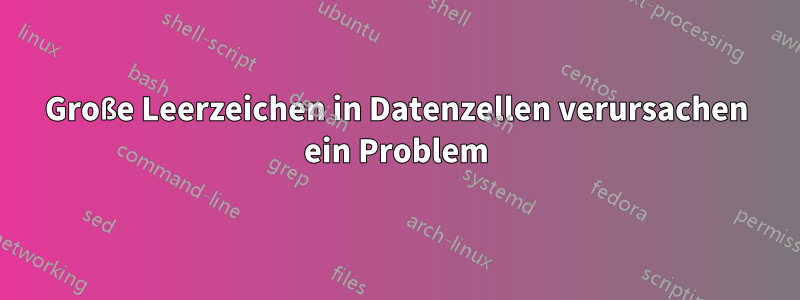 Große Leerzeichen in Datenzellen verursachen ein Problem