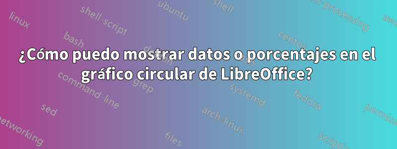 ¿Cómo puedo mostrar datos o porcentajes en el gráfico circular de LibreOffice?