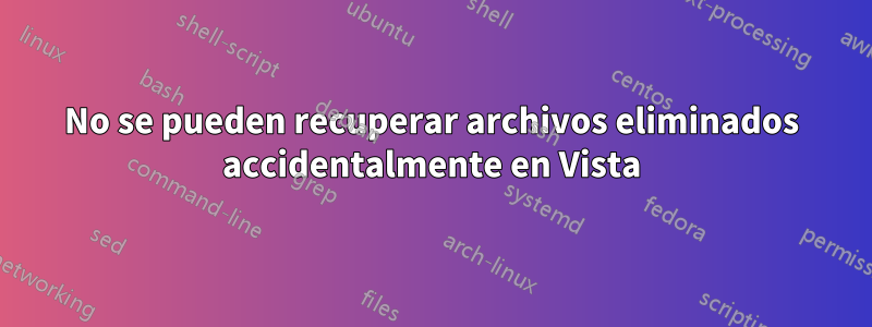 No se pueden recuperar archivos eliminados accidentalmente en Vista