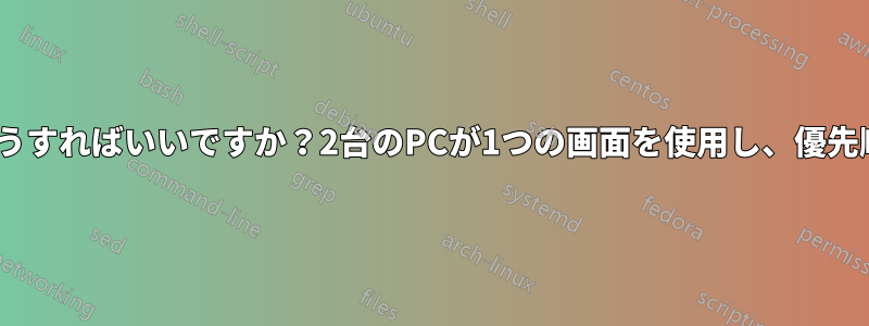 LinuxをDVI/HDMIスイッチとして使用するにはどうすればいいですか？2台のPCが1つの画面を使用し、優先順位に応じて1台のPC出力がレンダリングされます