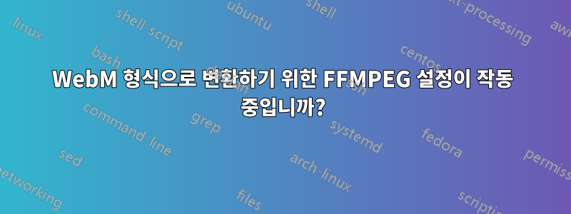 WebM 형식으로 변환하기 위한 FFMPEG 설정이 작동 중입니까?