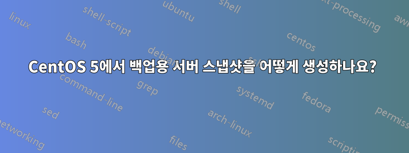 CentOS 5에서 백업용 서버 스냅샷을 어떻게 생성하나요?