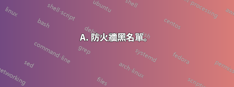 A. 防火牆黑名單。