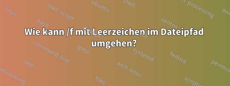 Wie kann /f mit Leerzeichen im Dateipfad umgehen?