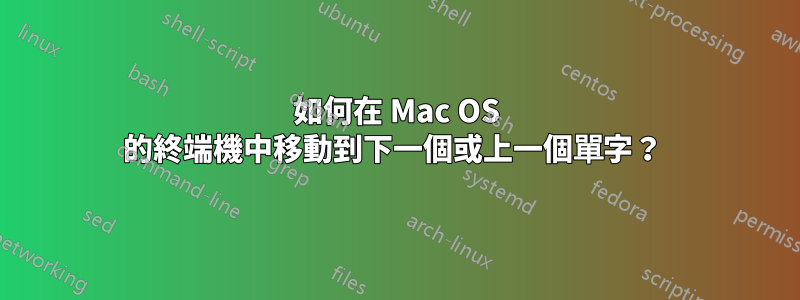 如何在 Mac OS 的終端機中移動到下一個或上一個單字？ 