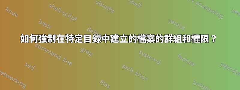 如何強制在特定目錄中建立的檔案的群組和權限？