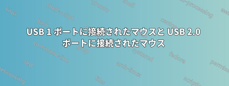 USB 1 ポートに接続されたマウスと USB 2.0 ポートに接続されたマウス