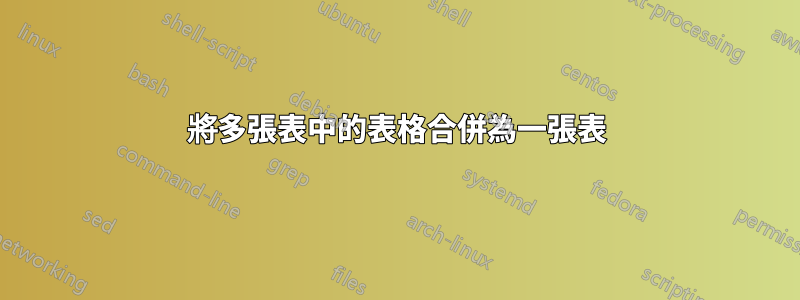 將多張表中的表格合併為一張表