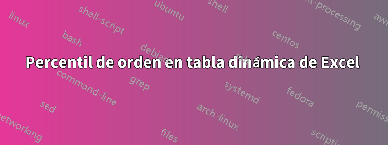 Percentil de orden en tabla dinámica de Excel