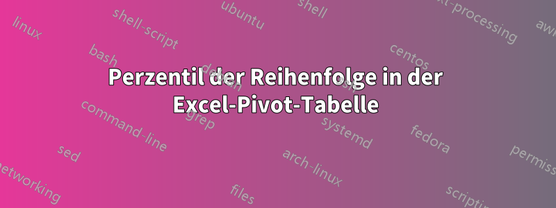 Perzentil der Reihenfolge in der Excel-Pivot-Tabelle