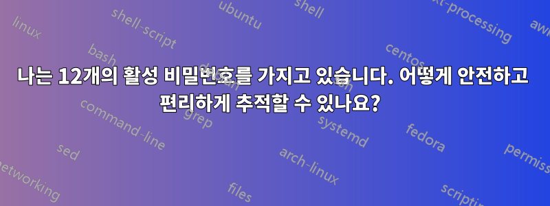 나는 12개의 활성 비밀번호를 가지고 있습니다. 어떻게 안전하고 편리하게 추적할 수 있나요? 