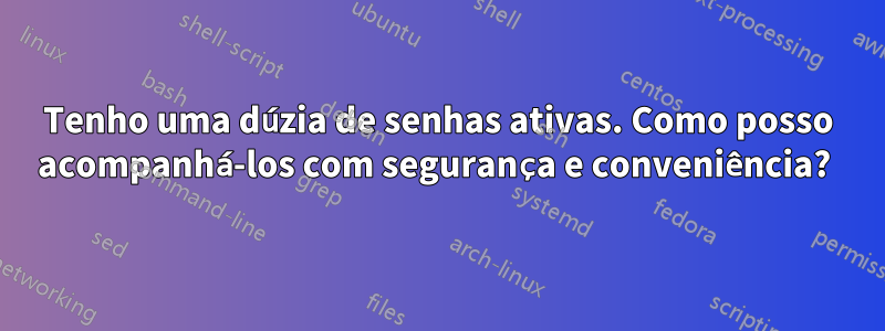 Tenho uma dúzia de senhas ativas. Como posso acompanhá-los com segurança e conveniência? 