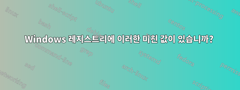 Windows 레지스트리에 이러한 미친 값이 있습니까?