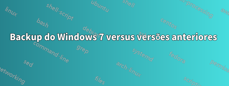 Backup do Windows 7 versus versões anteriores