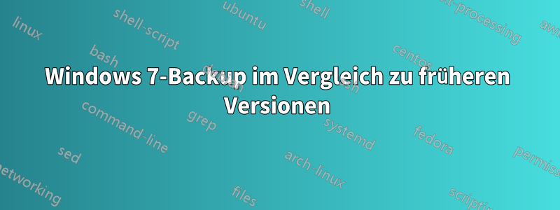 Windows 7-Backup im Vergleich zu früheren Versionen