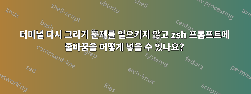 터미널 다시 그리기 문제를 일으키지 않고 zsh 프롬프트에 줄바꿈을 어떻게 넣을 수 있나요?