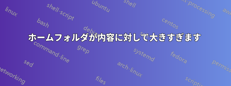 ホームフォルダが内容に対して大きすぎます