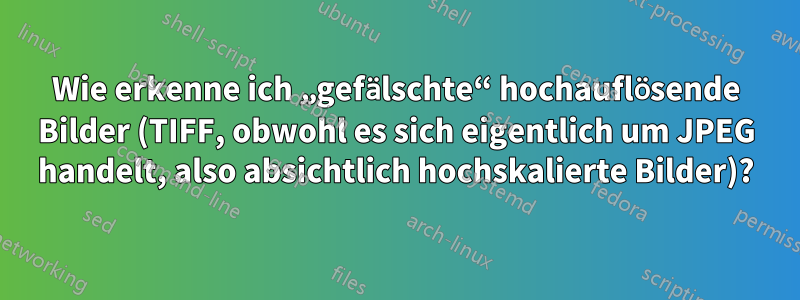 Wie erkenne ich „gefälschte“ hochauflösende Bilder (TIFF, obwohl es sich eigentlich um JPEG handelt, also absichtlich hochskalierte Bilder)?