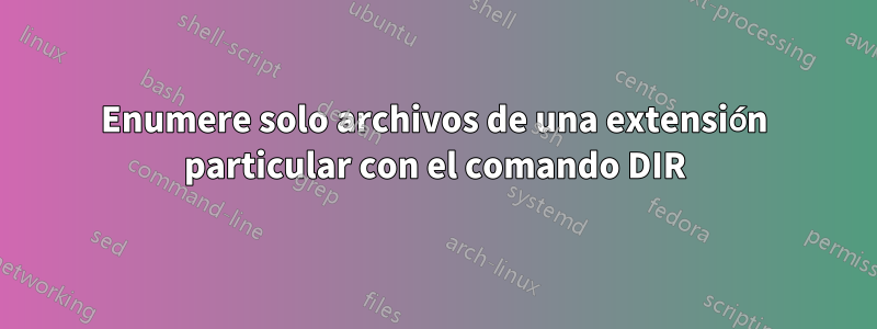 Enumere solo archivos de una extensión particular con el comando DIR