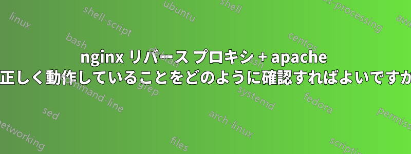 nginx リバース プロキシ + apache が正しく動作していることをどのように確認すればよいですか?