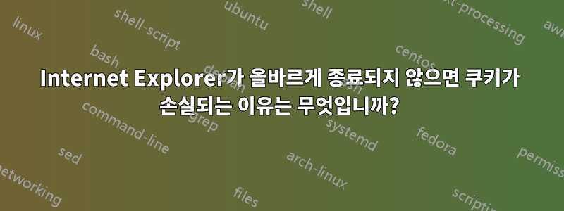 Internet Explorer가 올바르게 종료되지 않으면 쿠키가 손실되는 이유는 무엇입니까?