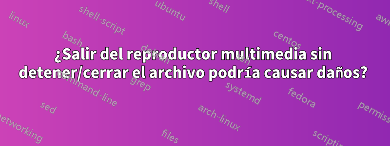 ¿Salir del reproductor multimedia sin detener/cerrar el archivo podría causar daños?