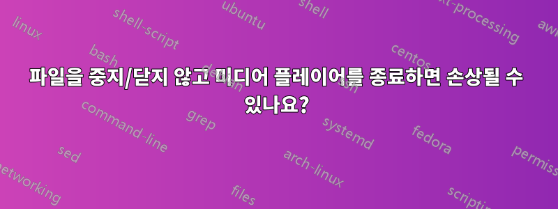 파일을 중지/닫지 않고 미디어 플레이어를 종료하면 손상될 수 있나요?