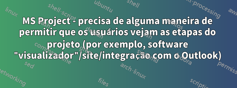 MS Project - precisa de alguma maneira de permitir que os usuários vejam as etapas do projeto (por exemplo, software "visualizador"/site/integração com o Outlook)