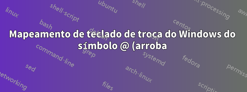 Mapeamento de teclado de troca do Windows do símbolo @ (arroba) e "(aspas)