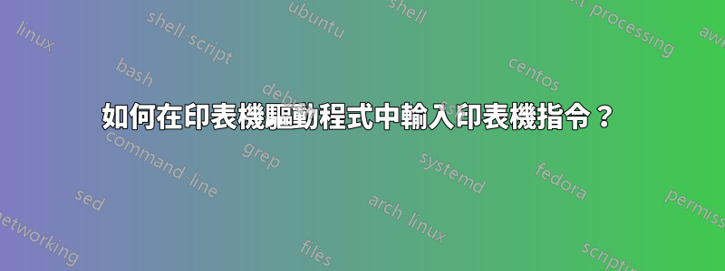 如何在印表機驅動程式中輸入印表機指令？