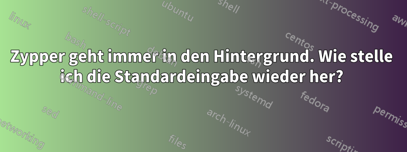 Zypper geht immer in den Hintergrund. Wie stelle ich die Standardeingabe wieder her?