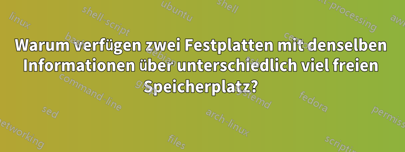 Warum verfügen zwei Festplatten mit denselben Informationen über unterschiedlich viel freien Speicherplatz?