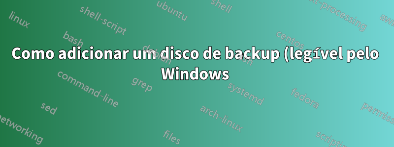 Como adicionar um disco de backup (legível pelo Windows) ao Netgear ReadyNAS?