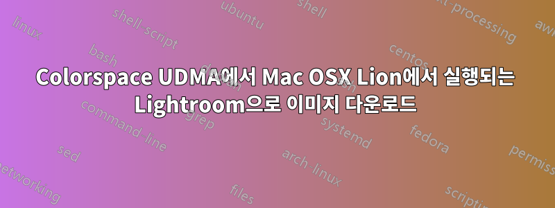 Colorspace UDMA에서 Mac OSX Lion에서 실행되는 Lightroom으로 이미지 다운로드