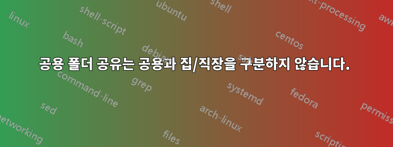 공용 폴더 공유는 공용과 집/직장을 구분하지 않습니다.