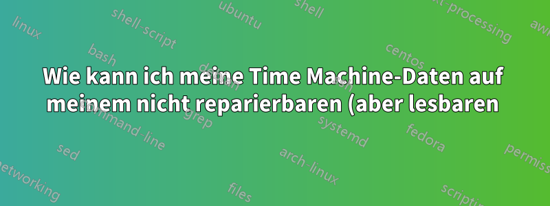 Wie kann ich meine Time Machine-Daten auf meinem nicht reparierbaren (aber lesbaren) Datenträger sichern oder auf eine andere Festplatte verschieben?
