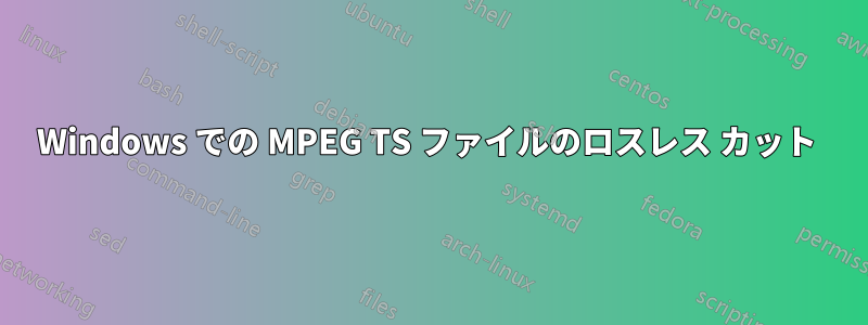 Windows での MPEG TS ファイルのロスレス カット 