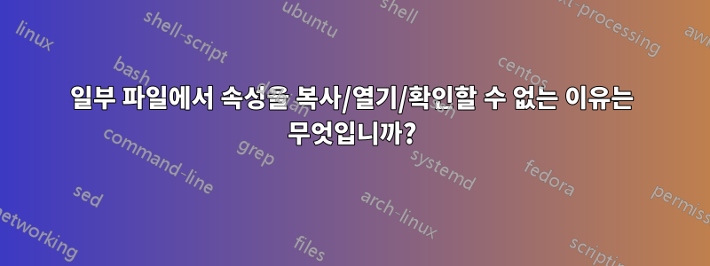 일부 파일에서 속성을 복사/열기/확인할 수 없는 이유는 무엇입니까?