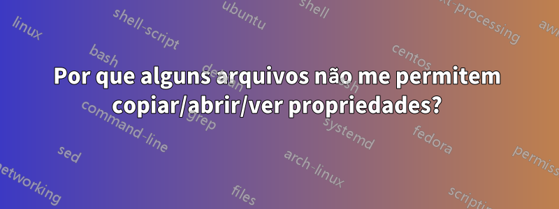 Por que alguns arquivos não me permitem copiar/abrir/ver propriedades?