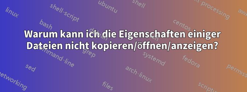 Warum kann ich die Eigenschaften einiger Dateien nicht kopieren/öffnen/anzeigen?