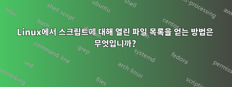 Linux에서 스크립트에 대해 열린 파일 목록을 얻는 방법은 무엇입니까?