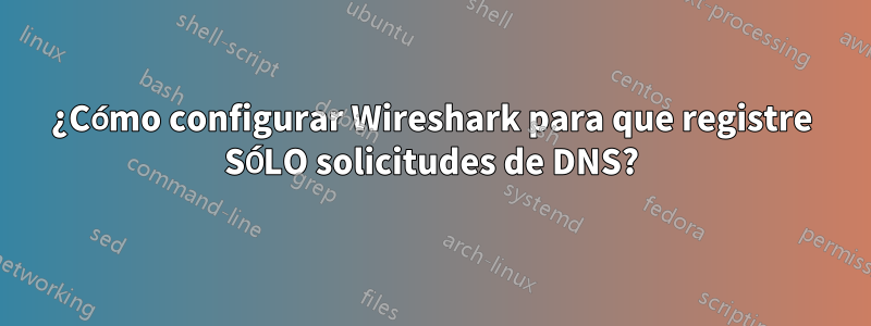 ¿Cómo configurar Wireshark para que registre SÓLO solicitudes de DNS?