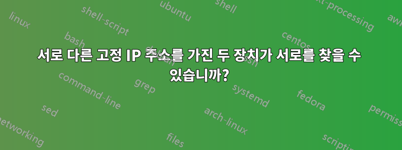 서로 다른 고정 IP 주소를 가진 두 장치가 서로를 찾을 수 있습니까?