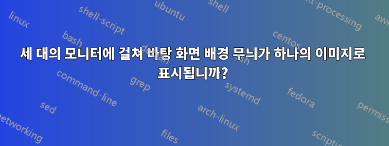 세 대의 모니터에 걸쳐 바탕 화면 배경 무늬가 하나의 이미지로 표시됩니까?