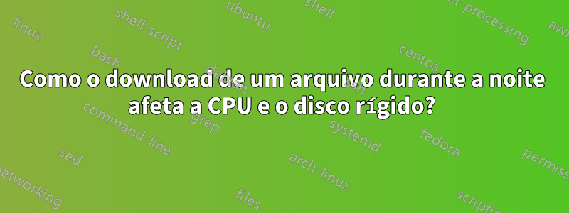 Como o download de um arquivo durante a noite afeta a CPU e o disco rígido?