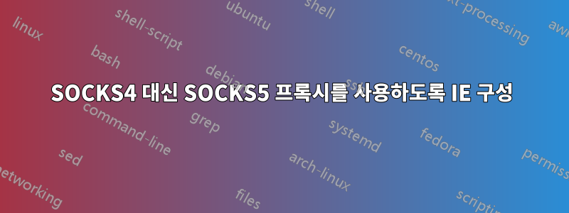 SOCKS4 대신 SOCKS5 프록시를 사용하도록 IE 구성